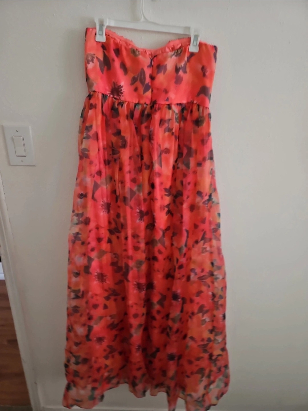 Lulu's Strapless Floral Maxi Dress in Coral and Pink